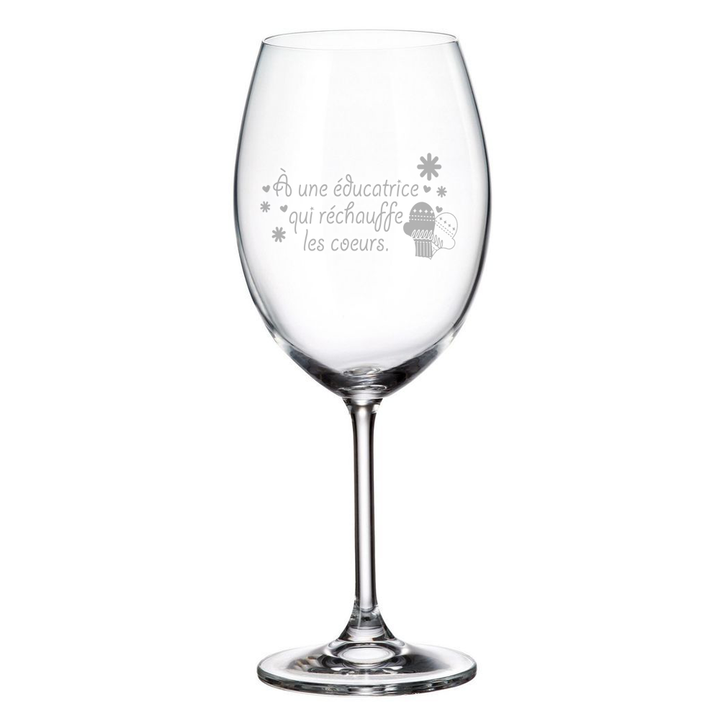 Verre gravé - Éducatrice qui réchauffe les cœurs