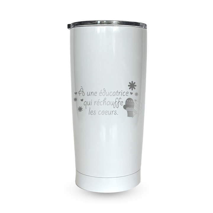 Verre gravé - Éducatrice qui réchauffe les cœurs