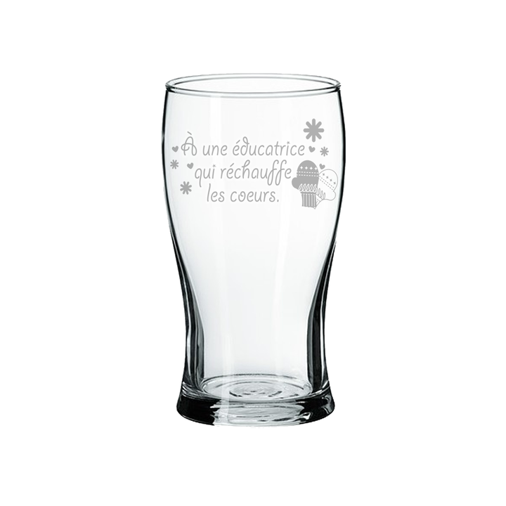 Verre gravé - Éducatrice qui réchauffe les cœurs