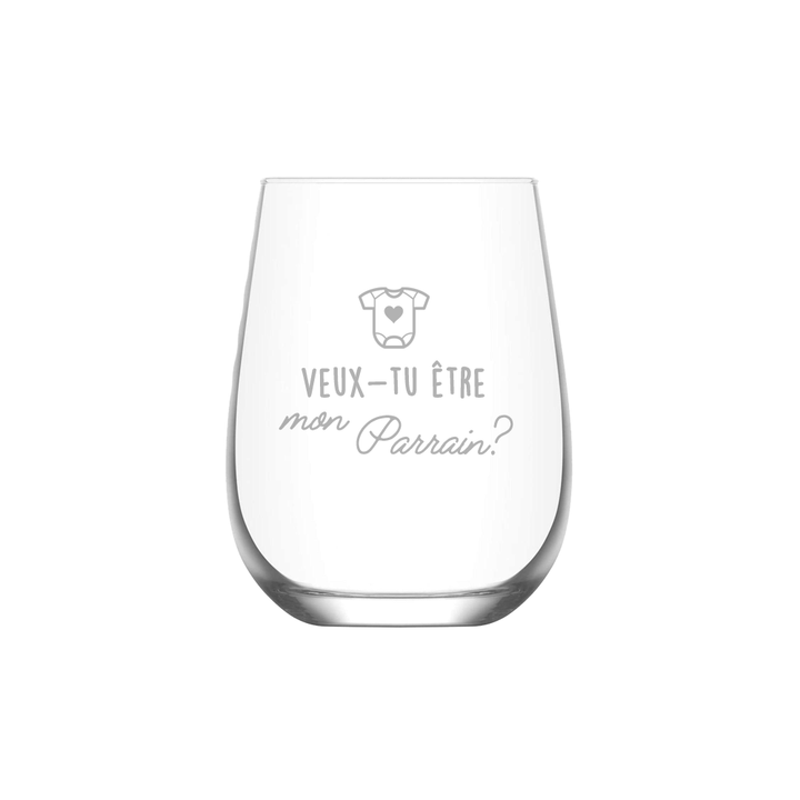 Verre gravé - Veux-tu être mon parrain?
