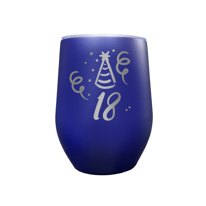 Verre gravé - Chapeau de fête & Confettis (Âge)