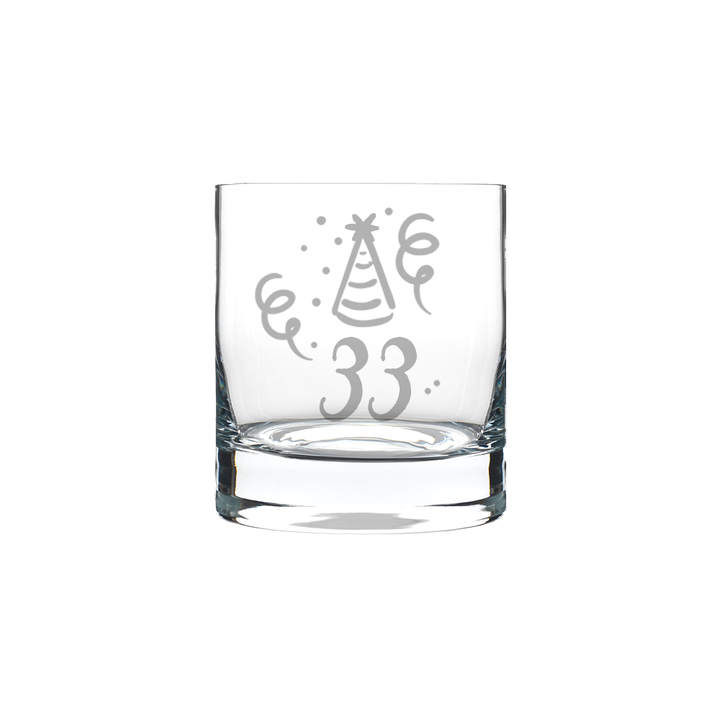 Verre gravé - Chapeau de fête & Confettis (Âge)