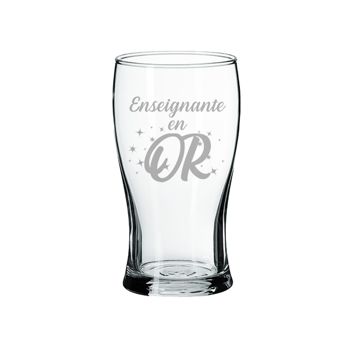 Verre gravé - Enseignante en OR