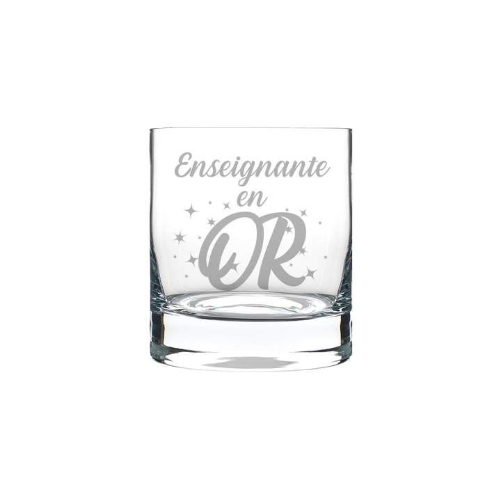 Verre gravé - Enseignante en OR