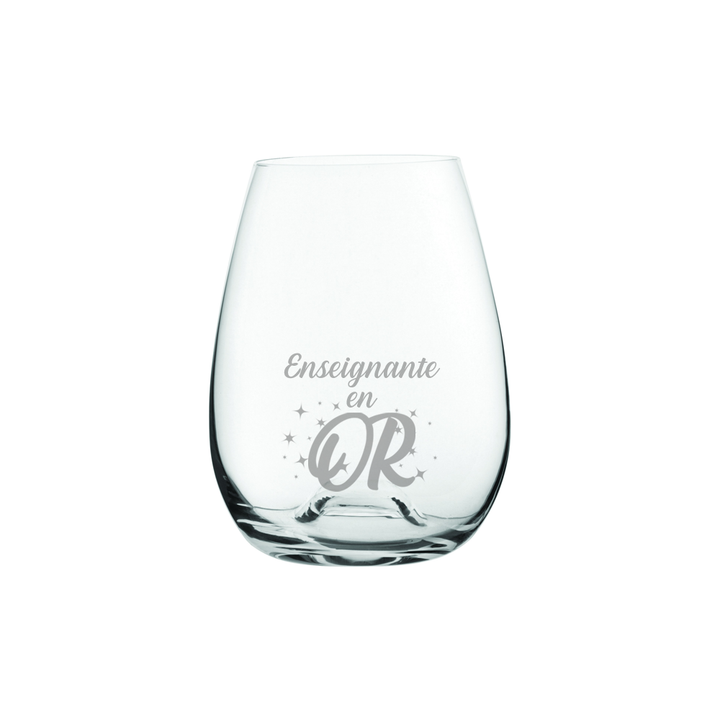 Verre gravé - Enseignante en OR