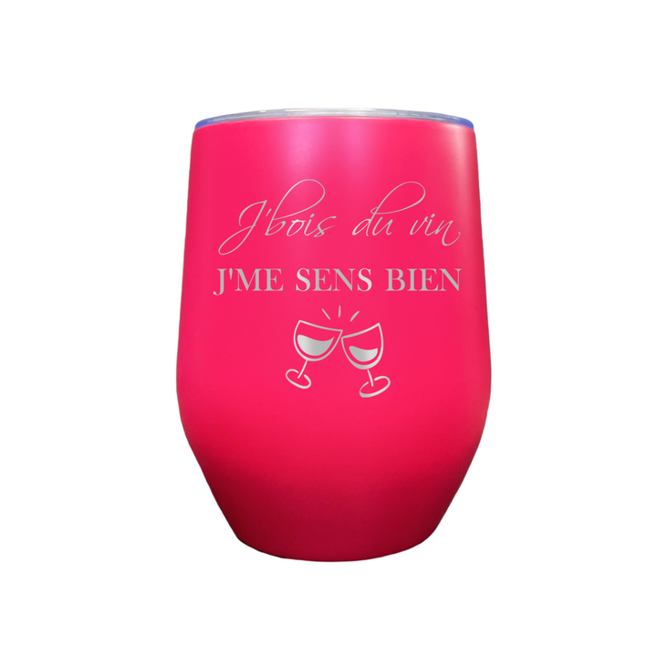 Verre Gravé - J'bois du vin, j'me sens bien