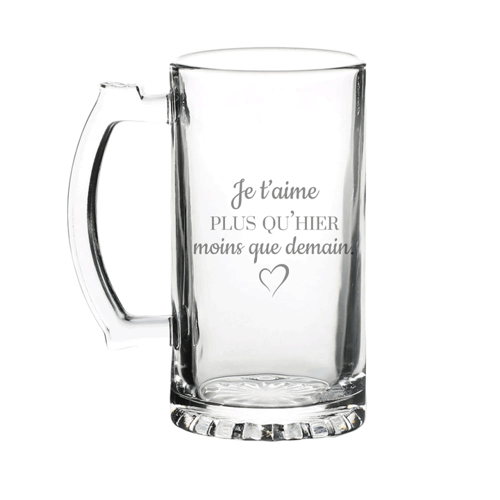 Verre gravé - Je t'aime plus qu'hier