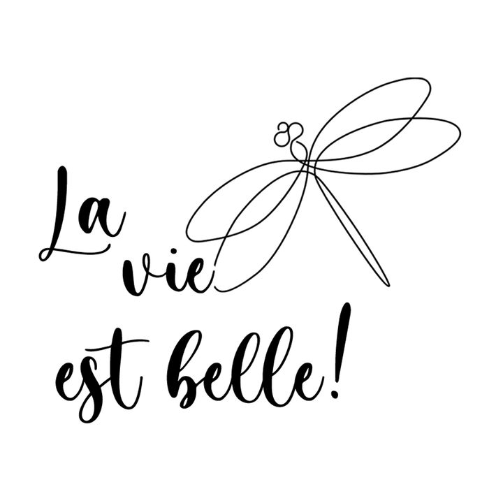 Verre gravé - La vie est belle (libellule)