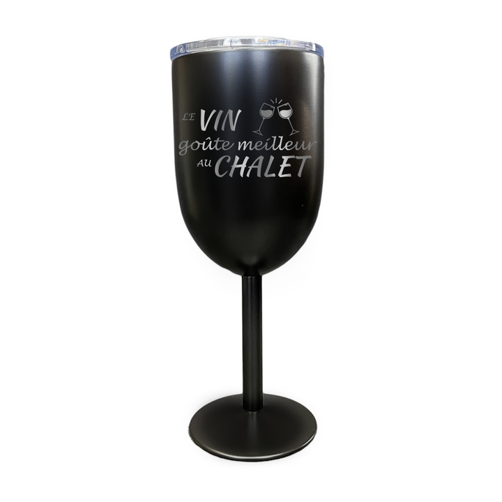 Verre gravé - Le vin goûte meilleur au chalet