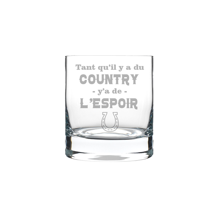 Verre gravé - Tant qu’il y a du country y’a de l’espoir