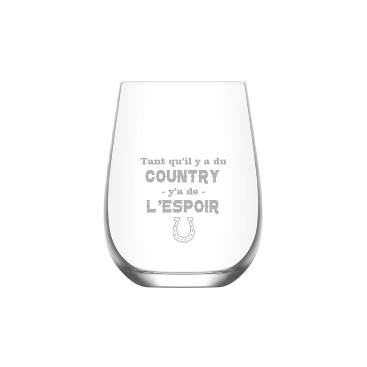 Verre gravé - Tant qu’il y a du country y’a de l’espoir