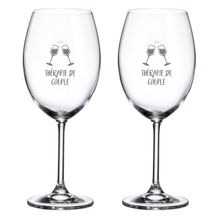 Ensemble de deux verres ''Thérapie de couple'' (Vin et Vin)