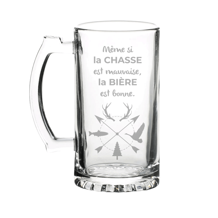Verre gravé - Même si la chasse est mauvaise...