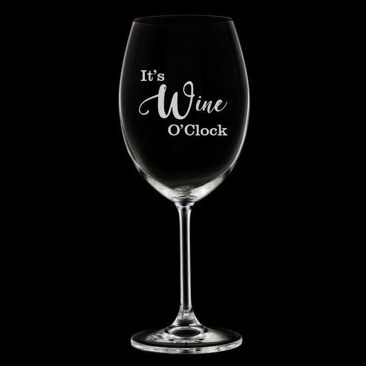 Verre à vin gravé - It's Wine O'Clock