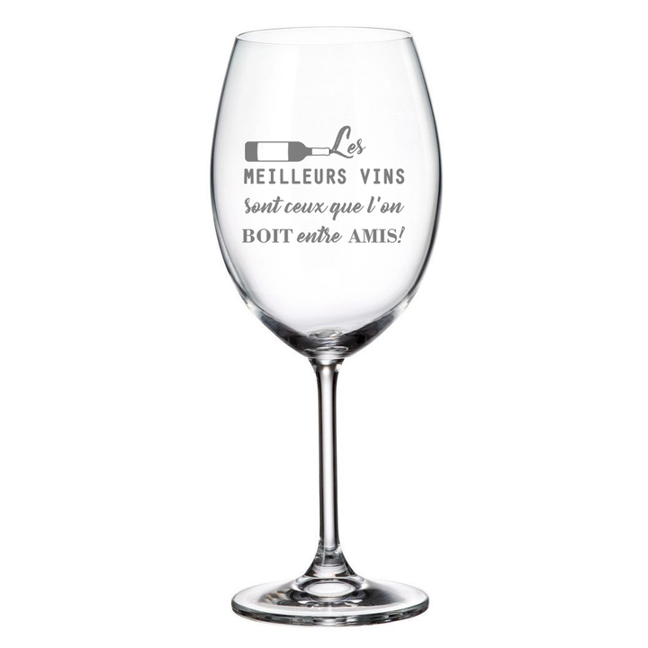 Verre gravé - Les meilleurs vins entre amis!