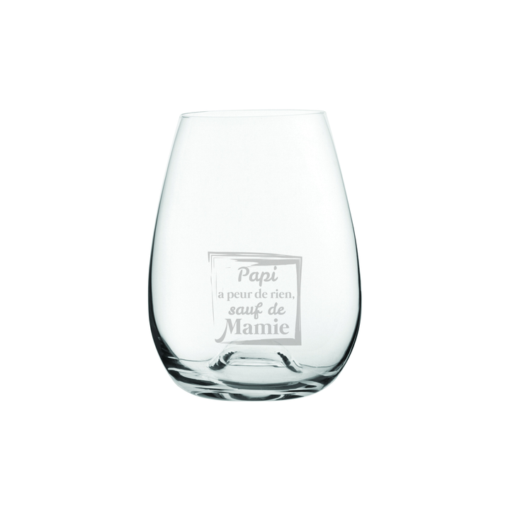 Verre gravé - Papi a pas peur