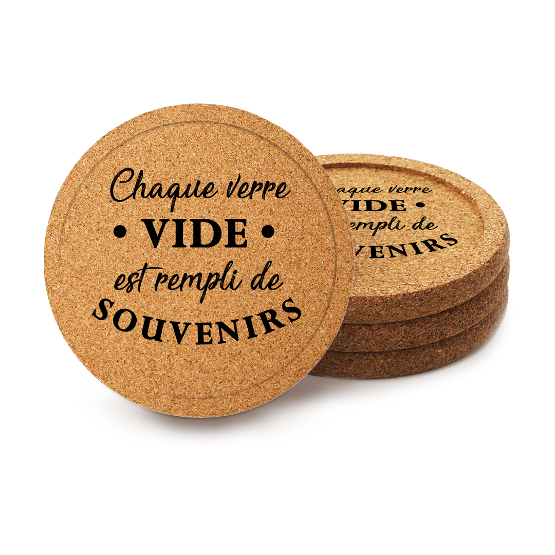 Sous-verre gravé (4) ''Chaque verre vide est rempli de souvenirs''
