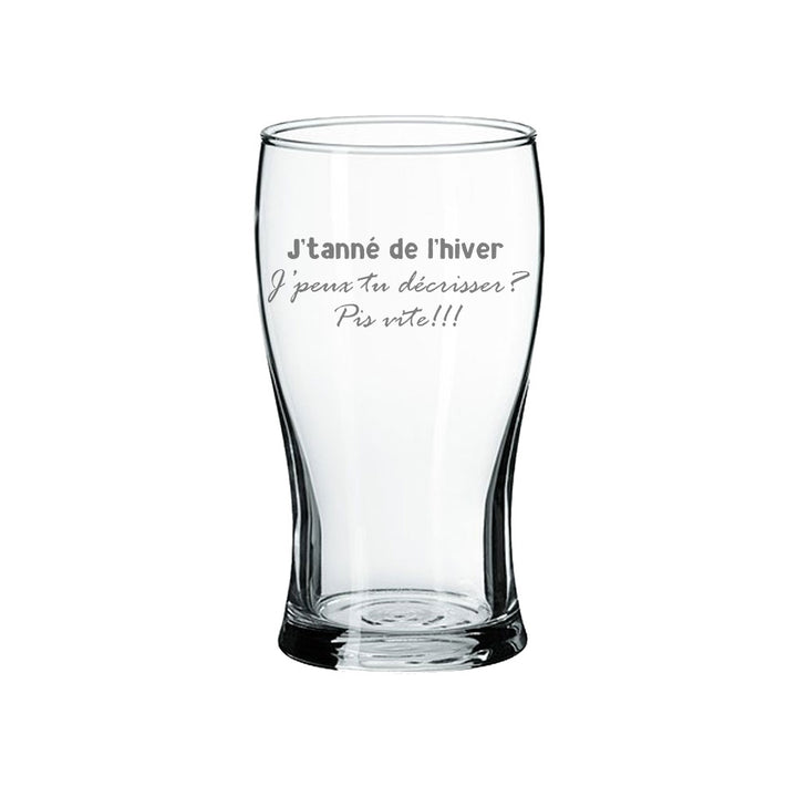 Verre gravé - J'tanné de l'hiver