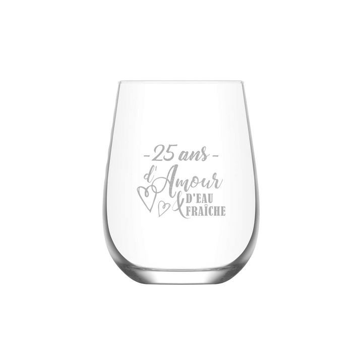 Verre gravé - 25 ans d'amour & d'eau fraîche