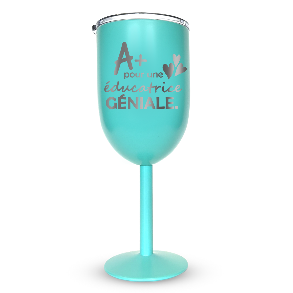 Verre gravé - A+ pour une éducatrice géniale