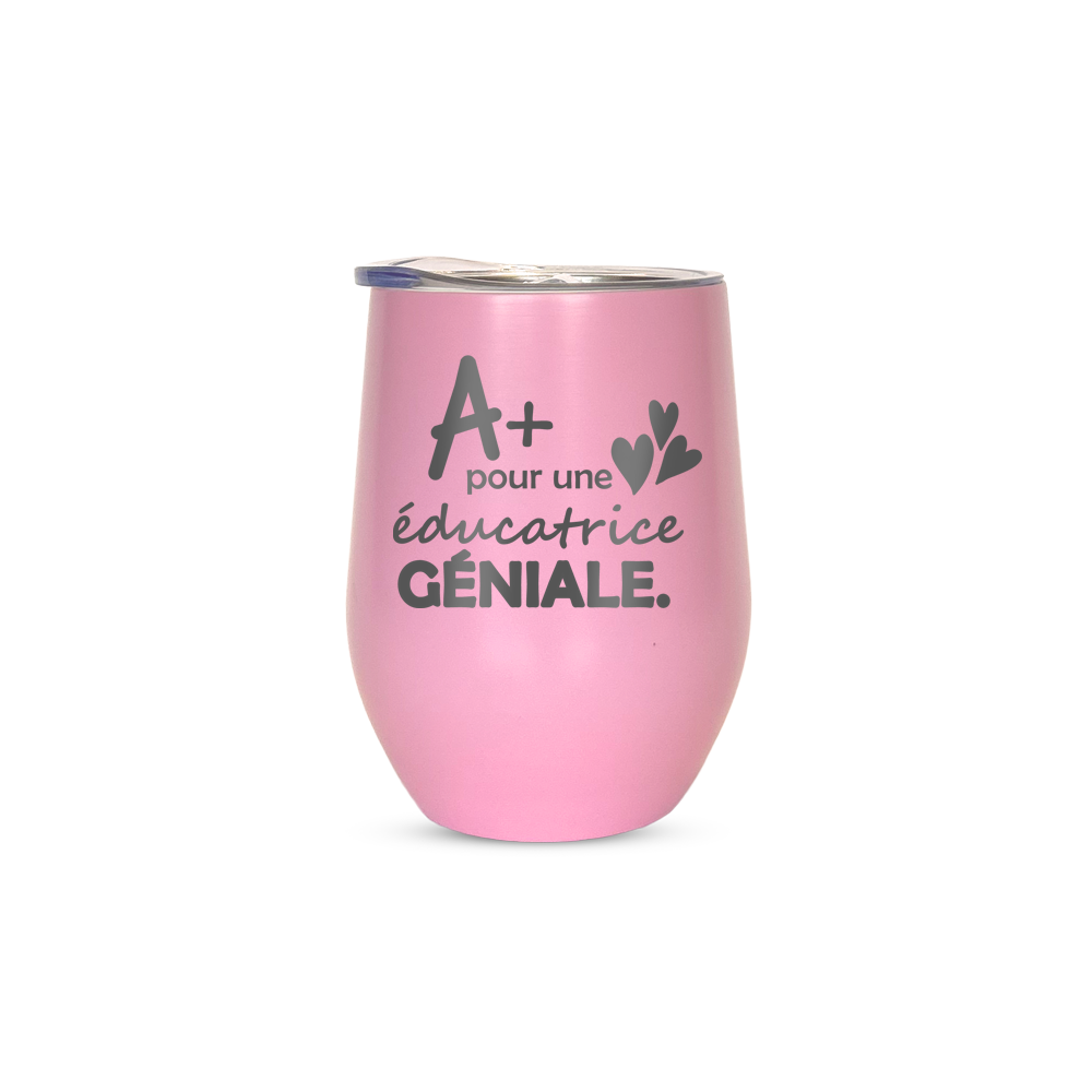 Verre gravé - A+ pour une éducatrice géniale