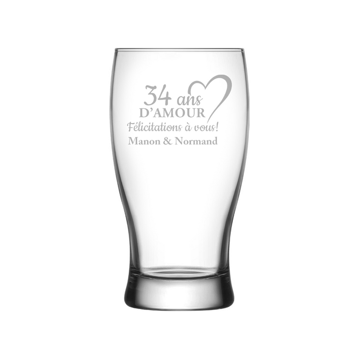 Verre gravé - Année d'amour