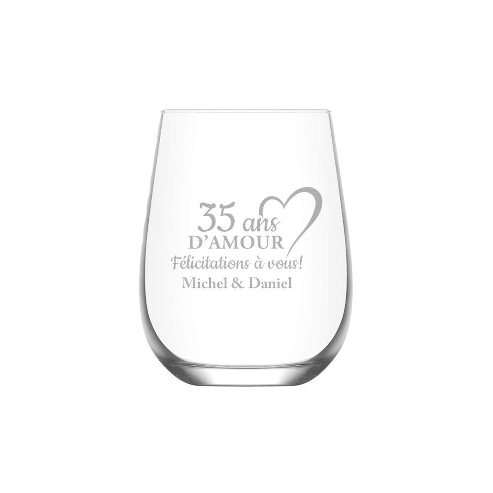 Verre gravé - Année d'amour