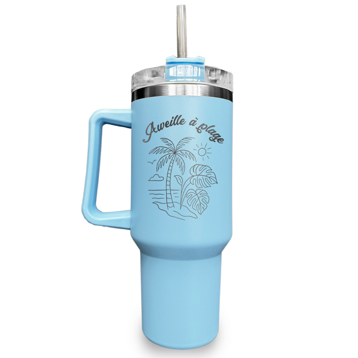 Verre gravé - Aweille à la plage