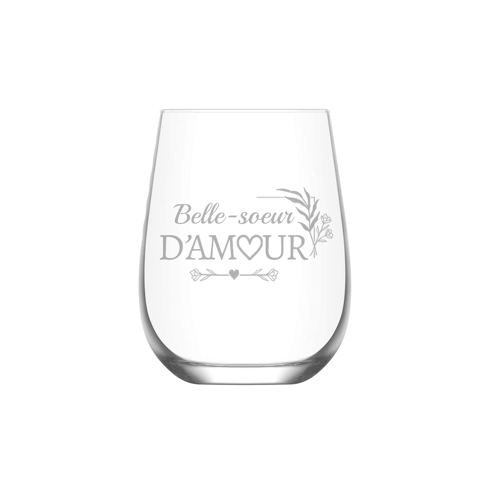 Verre gravé - Belle-soeur d'amour!