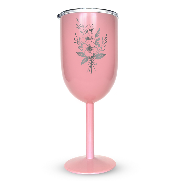 Verre gravé - Bouquet d'Anémone