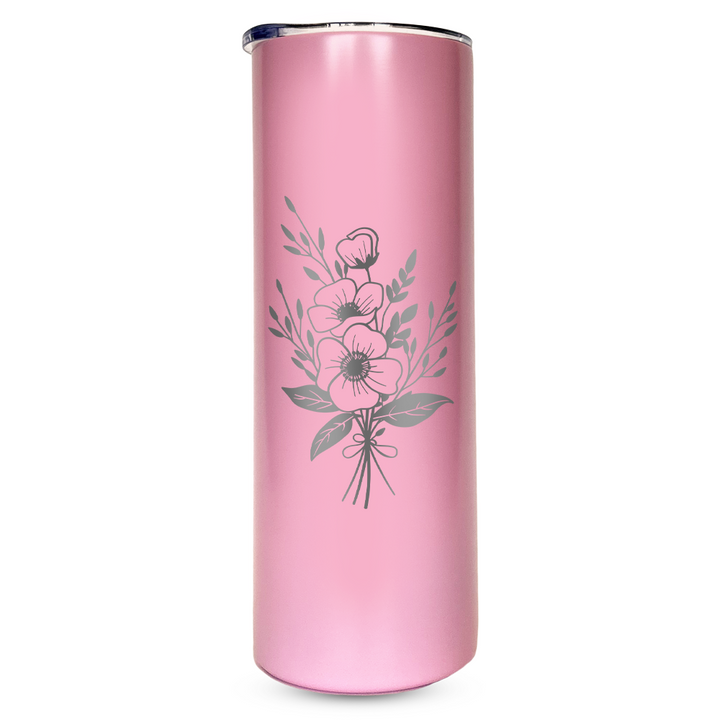 Verre gravé - Bouquet d'Anémone