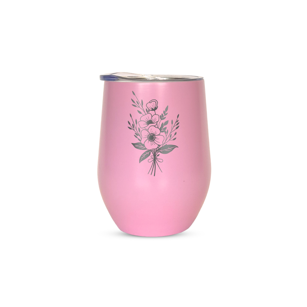 Verre gravé - Bouquet d'Anémone
