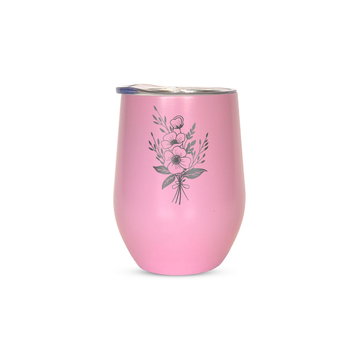 Verre gravé - Bouquet d'Anémone