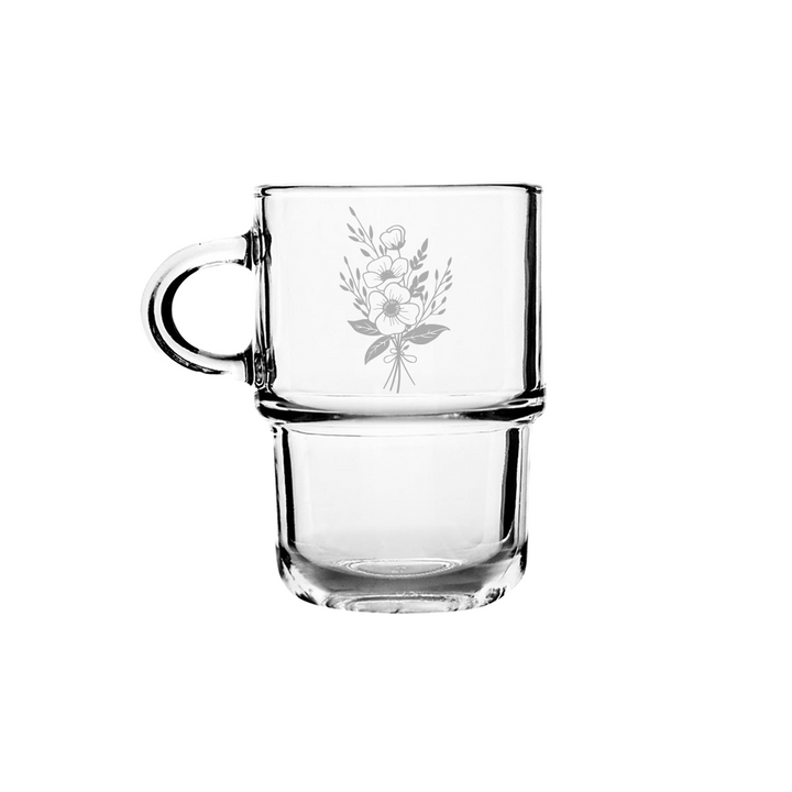 Verre gravé - Bouquet d'Anémone