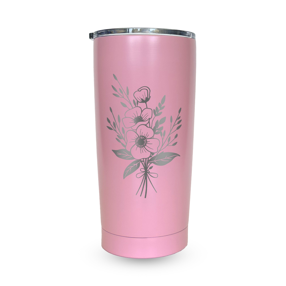 Verre gravé - Bouquet d'Anémone