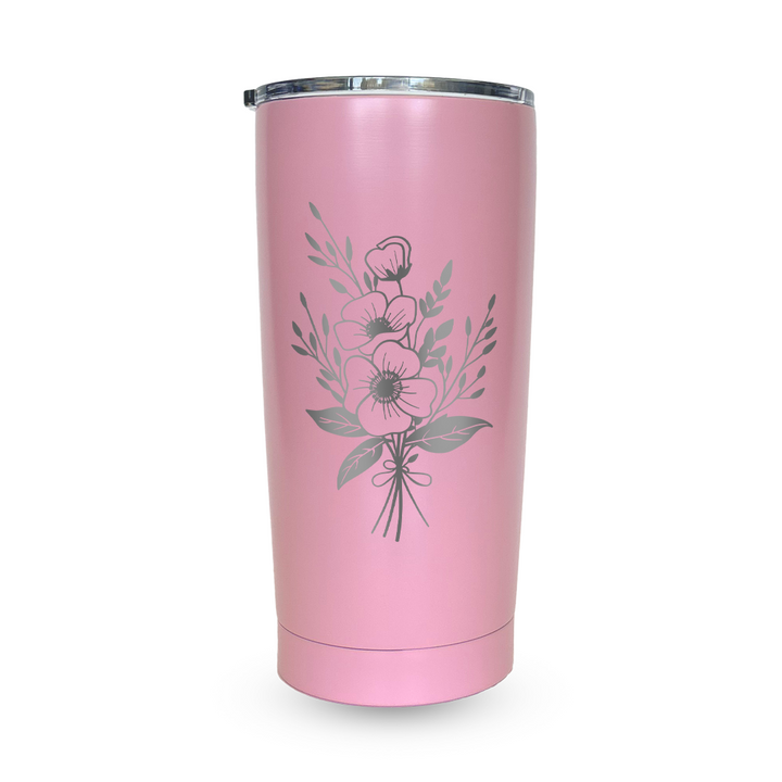 Verre gravé - Bouquet d'Anémone