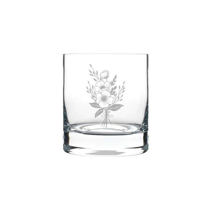 Verre gravé - Bouquet d'Anémone