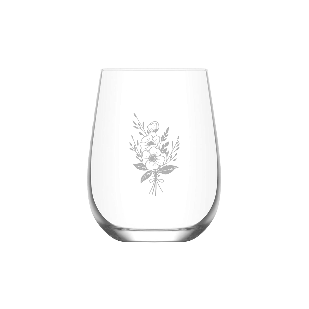 Verre gravé - Bouquet d'Anémone