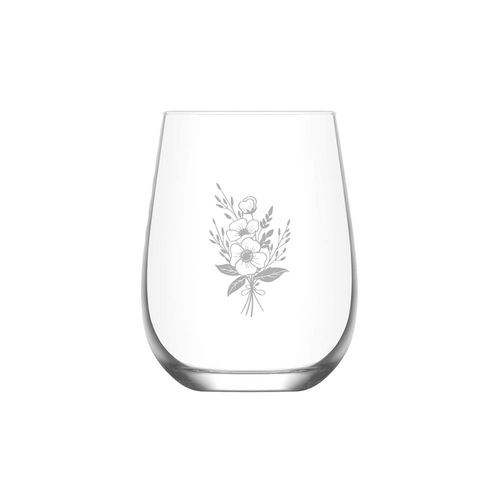 Verre gravé - Bouquet d'Anémone