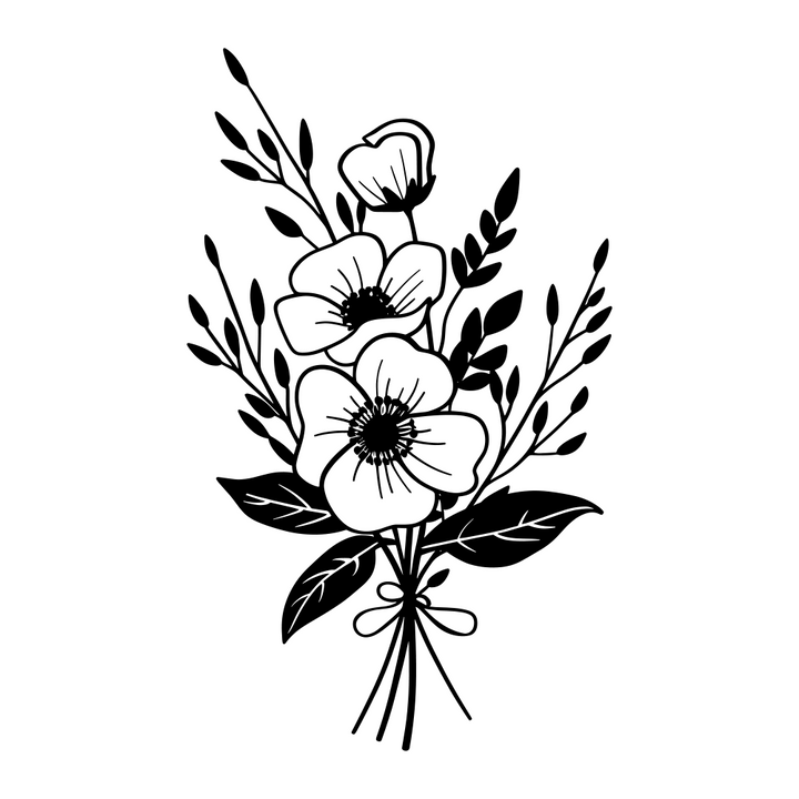 Verre gravé - Bouquet d'Anémone