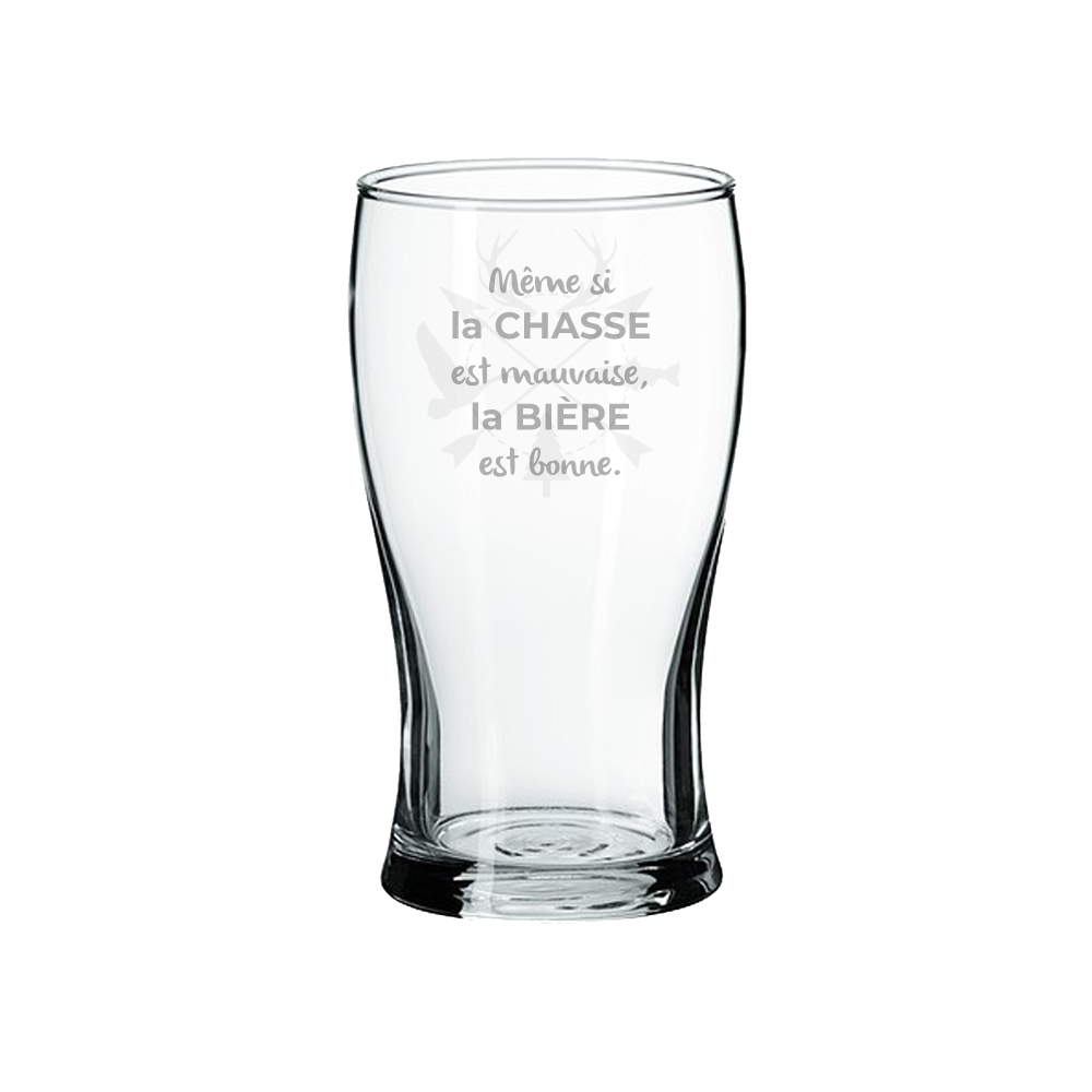 Verre gravé - Même si la chasse est mauvaise...