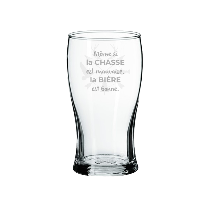Verre gravé - Même si la chasse est mauvaise...