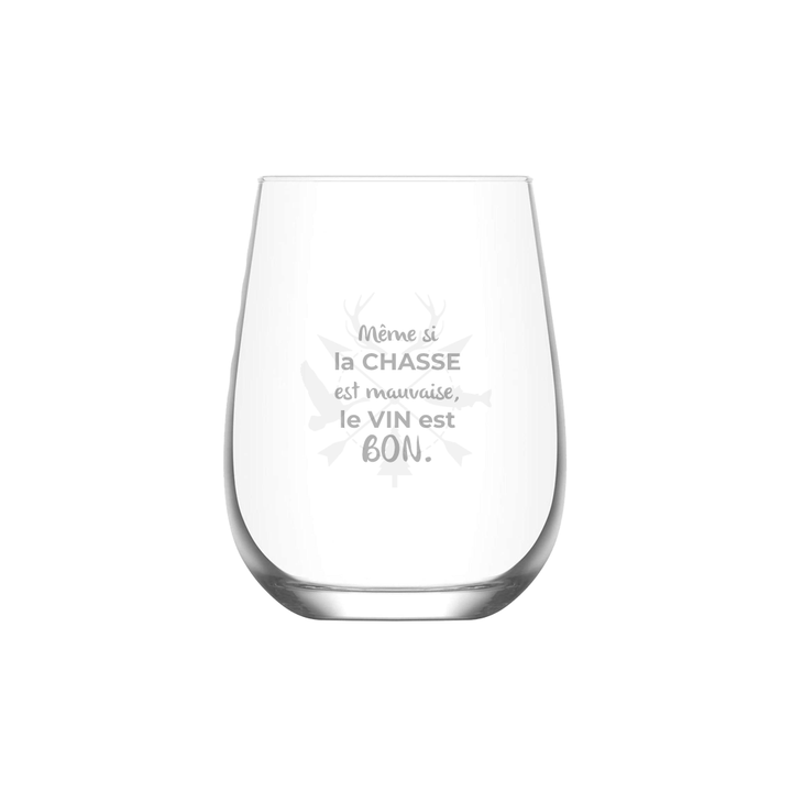 Verre gravé - Même si la chasse est mauvaise...