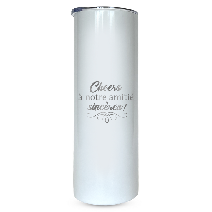 Verre gravé - Cheers à notre amitié sincère!