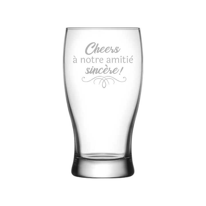 Verre gravé - Cheers à notre amitié sincère!