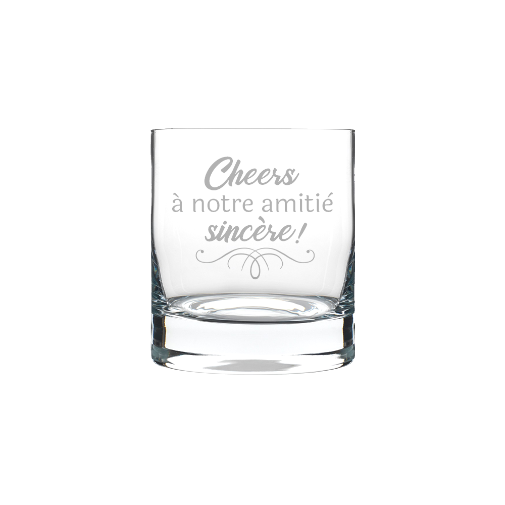 Verre gravé - Cheers à notre amitié sincère!