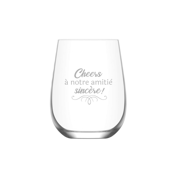 Verre gravé - Cheers à notre amitié sincère!