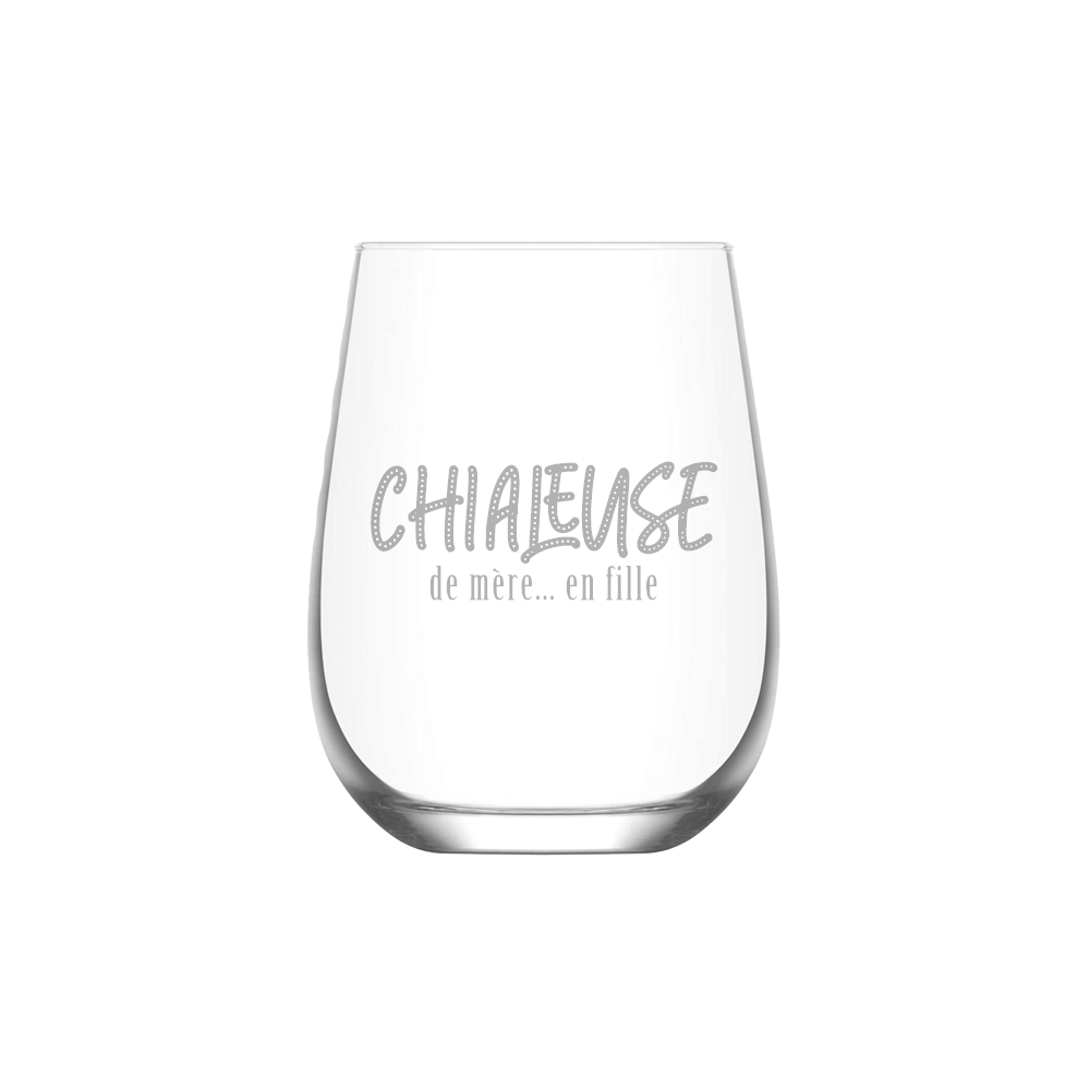 Verre gravé - Chialeuse de mère... en fille