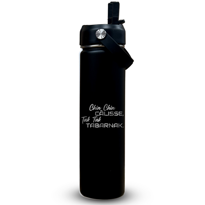 Verre gravé - Chin Chin Câlisse, Tak Tak Tabarnak.