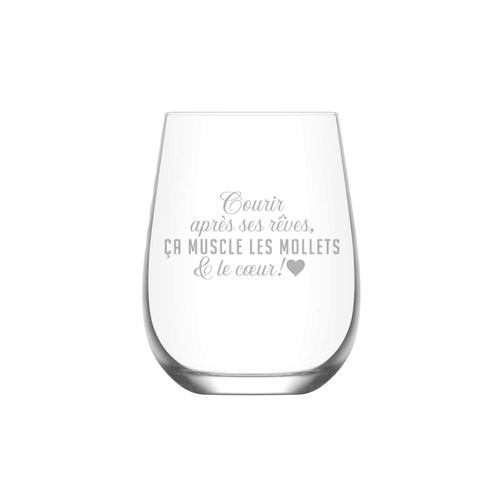 Verre gravé - Courir après ses rêves